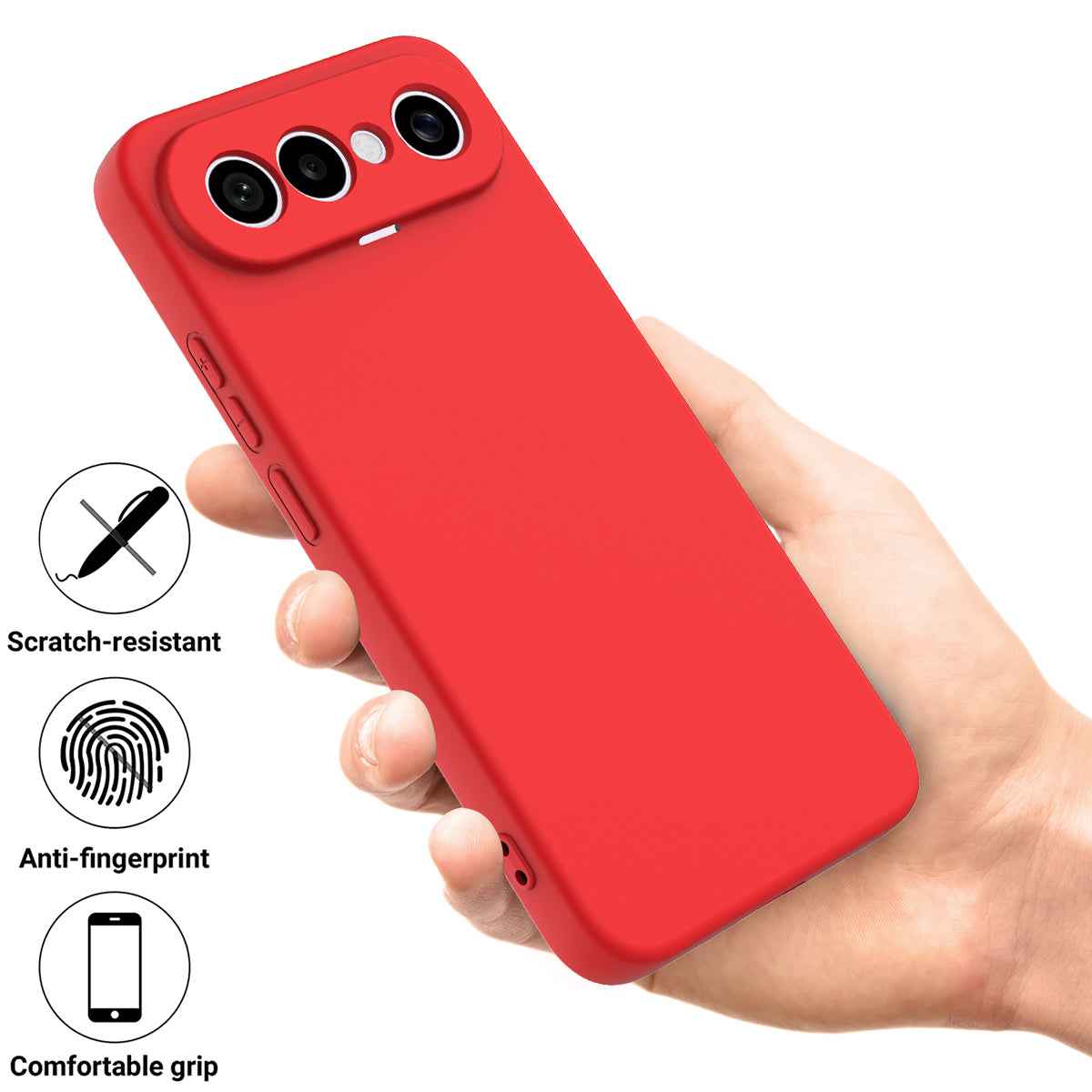 For vivo X300 FE 5G Liquid Silicone Case Phone Back Cover with Hand Strap - Red