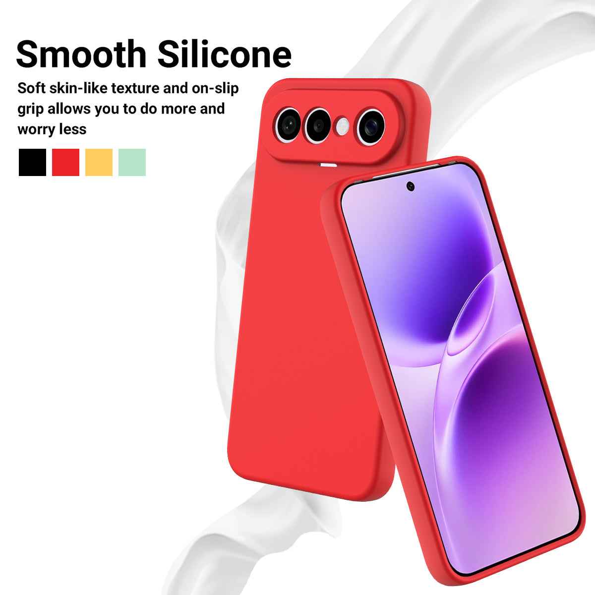 For vivo X300 FE 5G Liquid Silicone Case Phone Back Cover with Hand Strap - Red