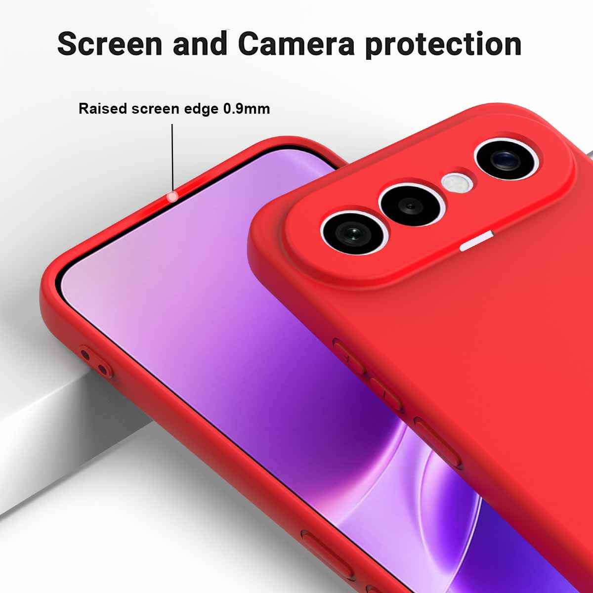 For vivo X300 FE 5G Liquid Silicone Case Phone Back Cover with Hand Strap - Red