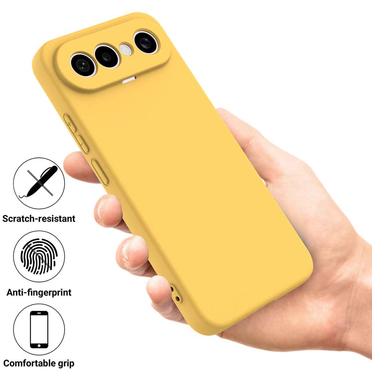 For vivo X300 FE 5G Liquid Silicone Case Phone Back Cover with Hand Strap - Yellow