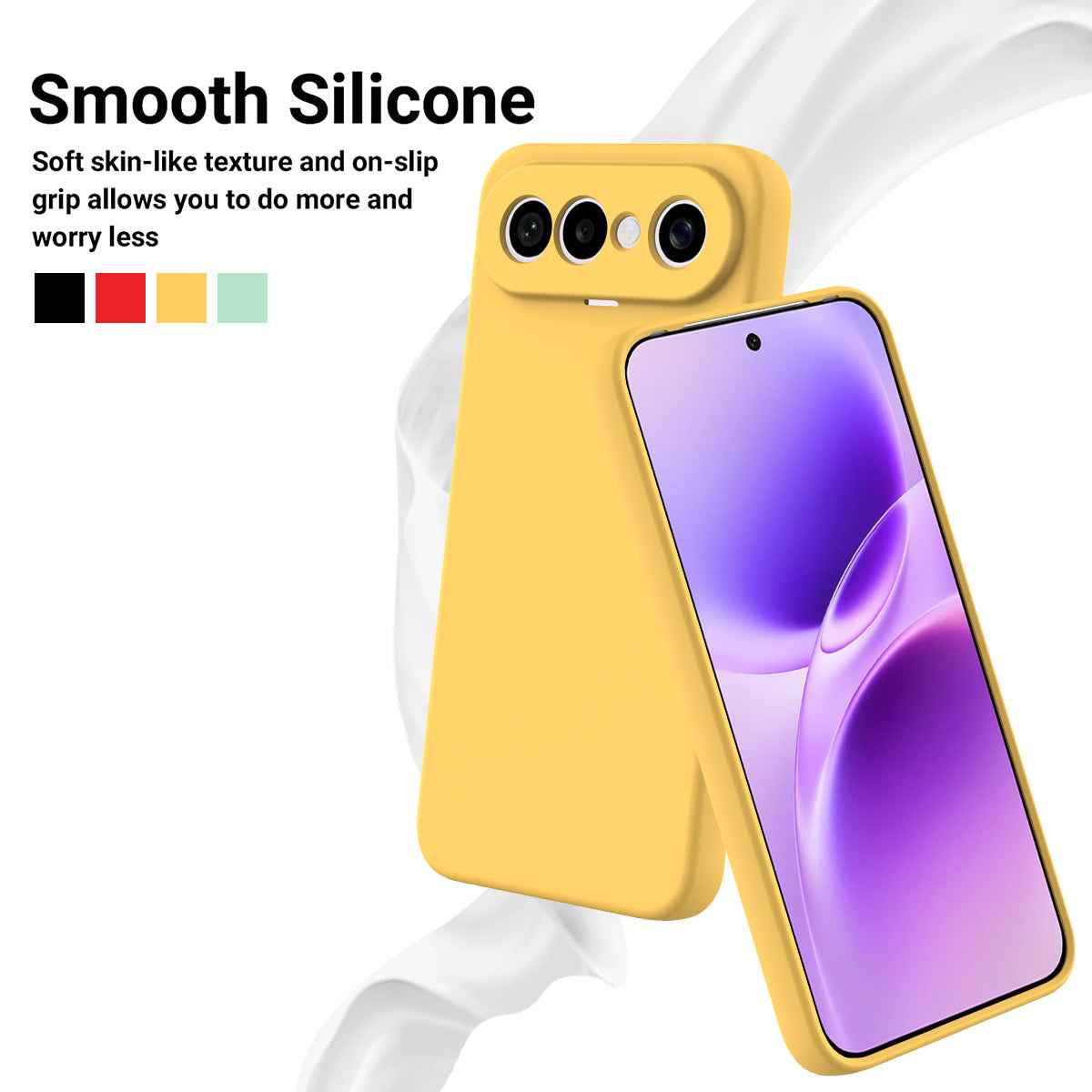 For vivo X300 FE 5G Liquid Silicone Case Phone Back Cover with Hand Strap - Yellow
