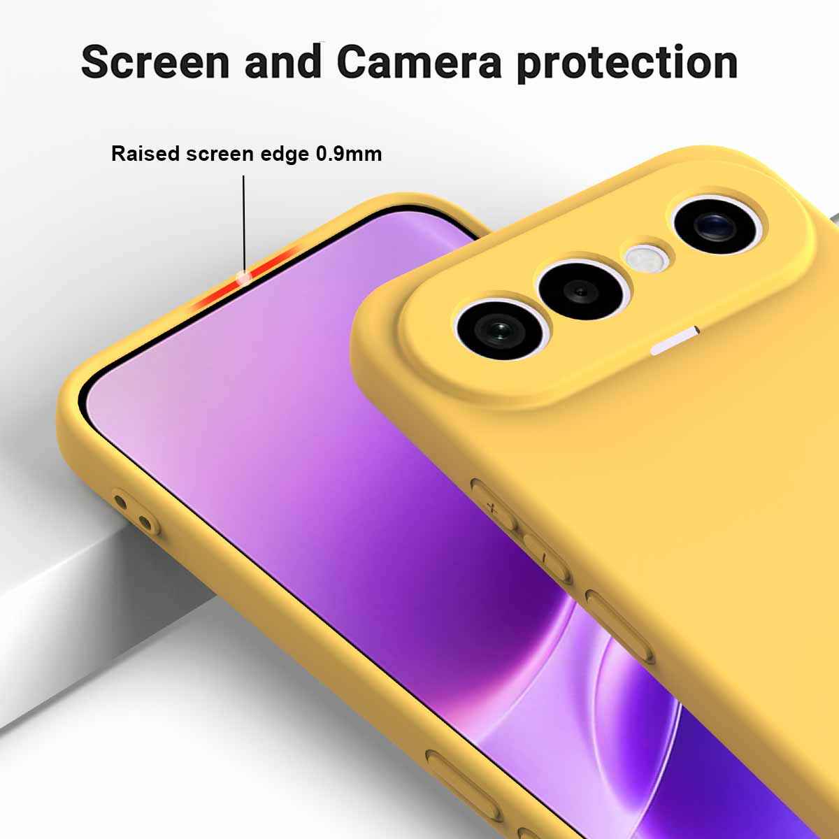 For vivo X300 FE 5G Liquid Silicone Case Phone Back Cover with Hand Strap - Yellow