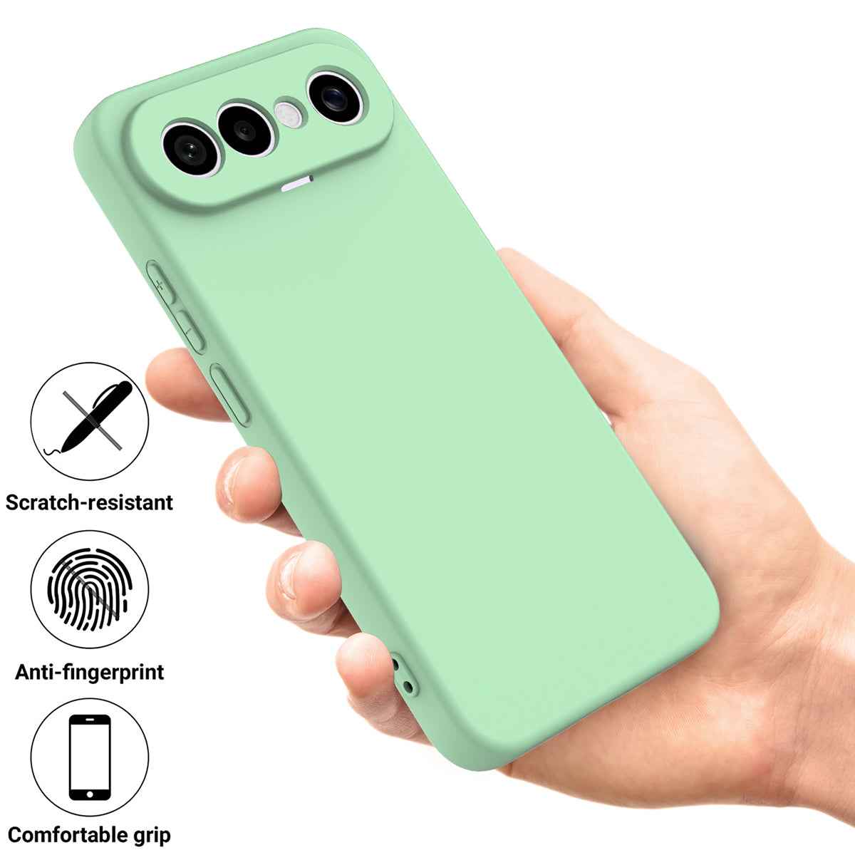 For vivo X300 FE 5G Liquid Silicone Case Phone Back Cover with Hand Strap - Green