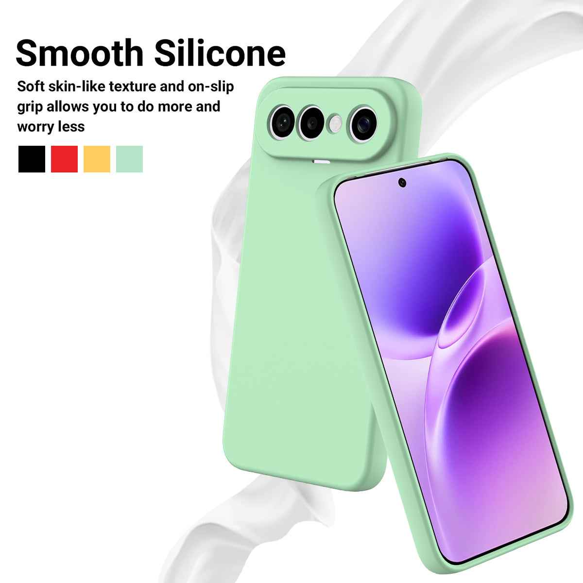 For vivo X300 FE 5G Liquid Silicone Case Phone Back Cover with Hand Strap - Green