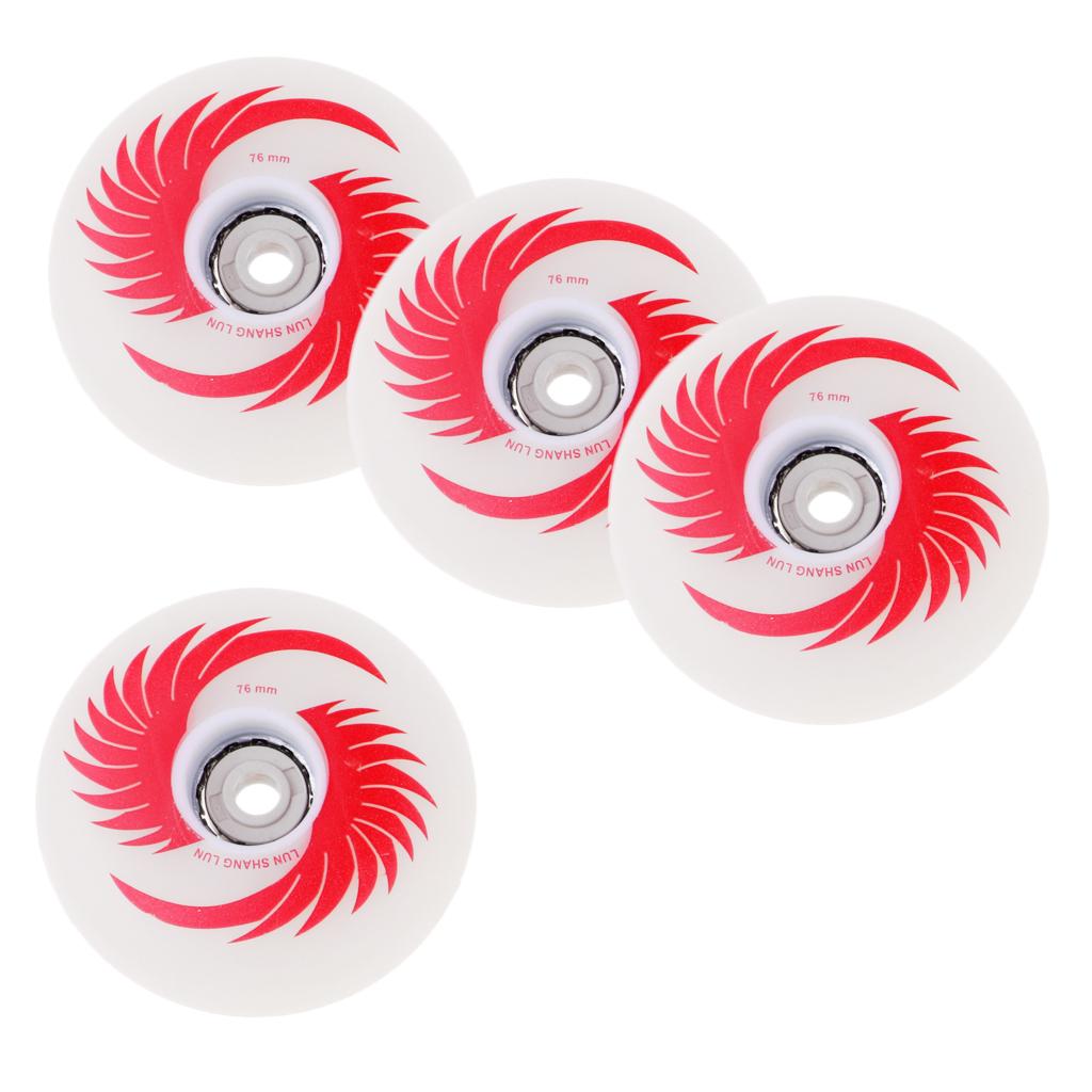 4pcs PU Magnetic Light Up Skates Wheels for Roller Inline Skates 76mm Red