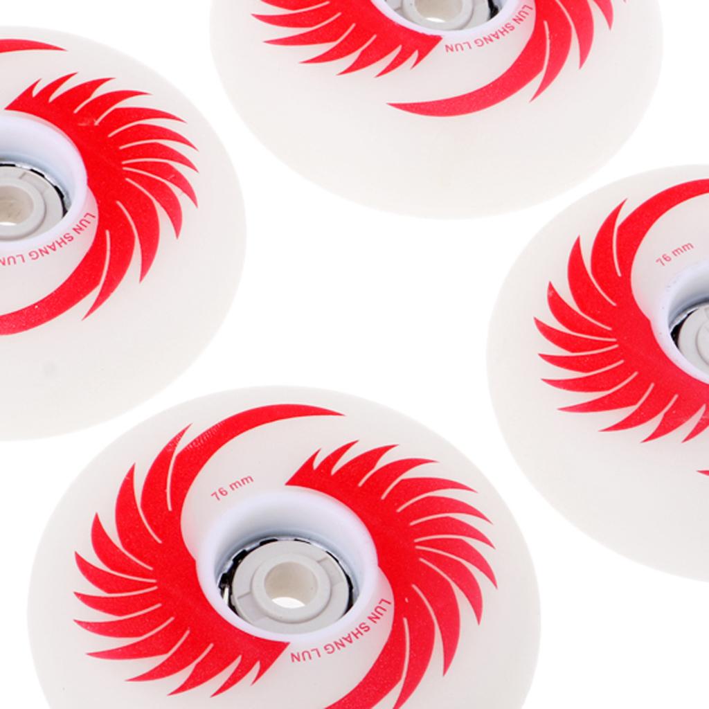 4pcs PU Magnetic Light Up Skates Wheels for Roller Inline Skates 76mm Red