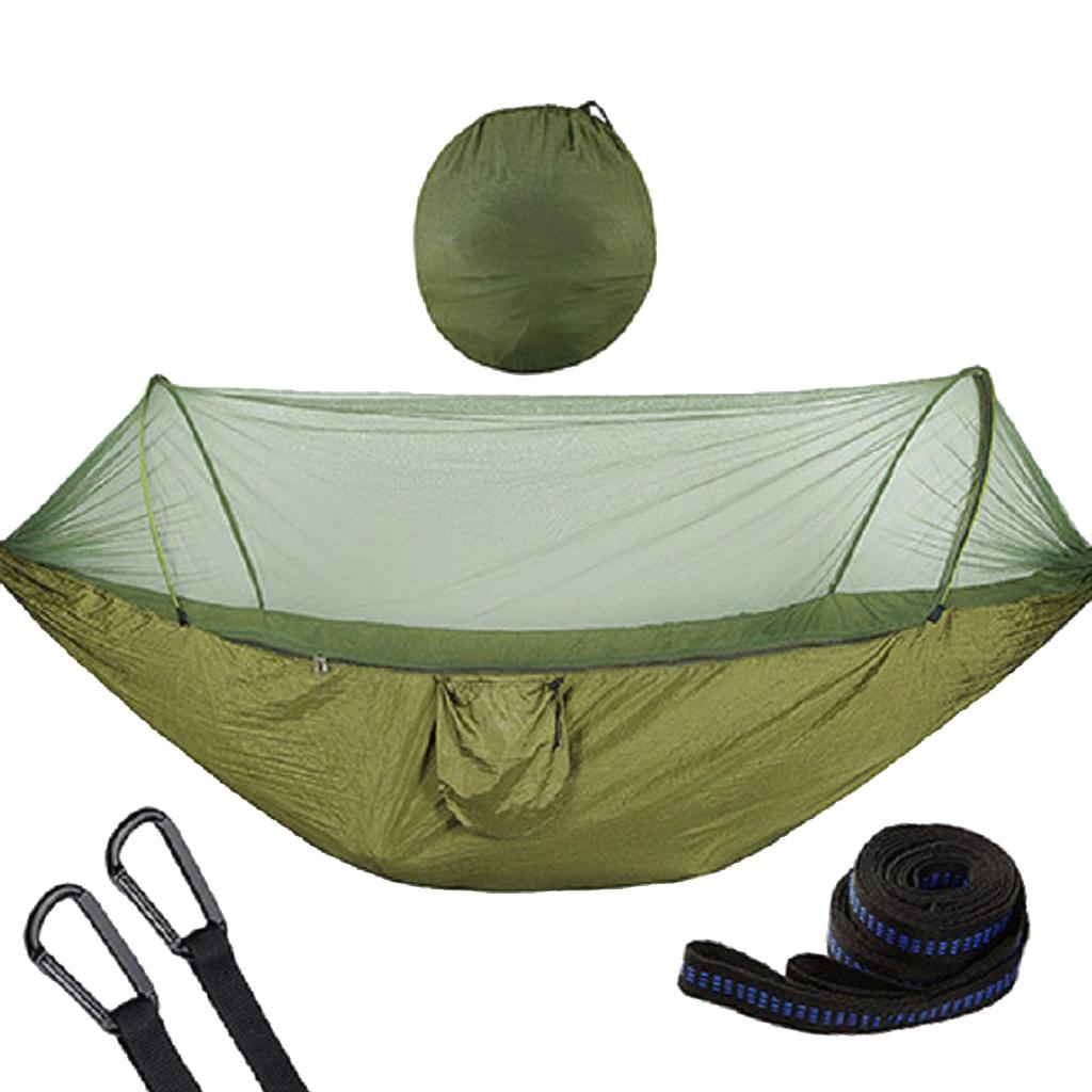 Camping Hammock with   Net for Outdoor Hiking Travel Backyard  ArmyGreen