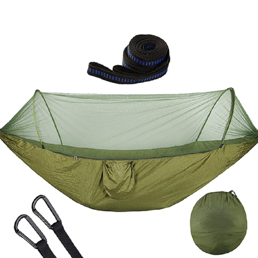 Camping Hammock with   Net for Outdoor Hiking Travel Backyard  ArmyGreen