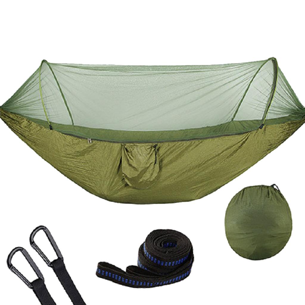 Camping Hammock with   Net for Outdoor Hiking Travel Backyard  ArmyGreen