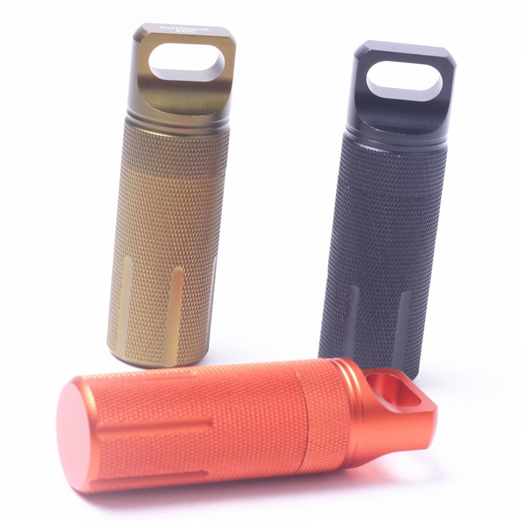 Survival Pill Box Case Waterproof Aluminum Holder Container Medicine Capsule Orange