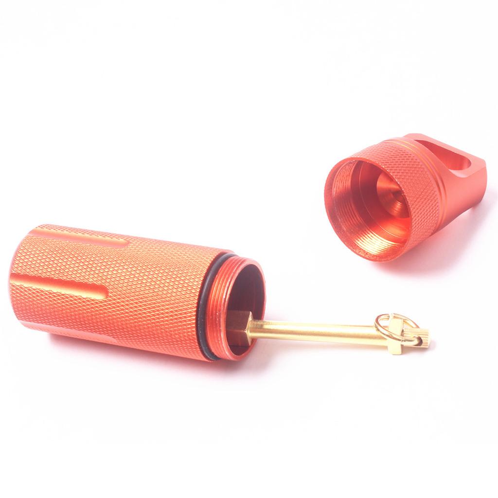 Survival Pill Box Case Waterproof Aluminum Holder Container Medicine Capsule Orange