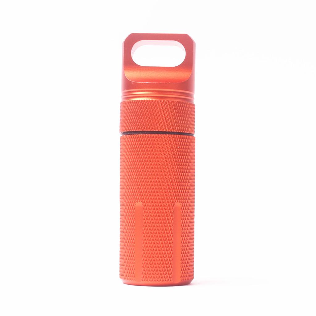 Survival Pill Box Case Waterproof Aluminum Holder Container Medicine Capsule Orange