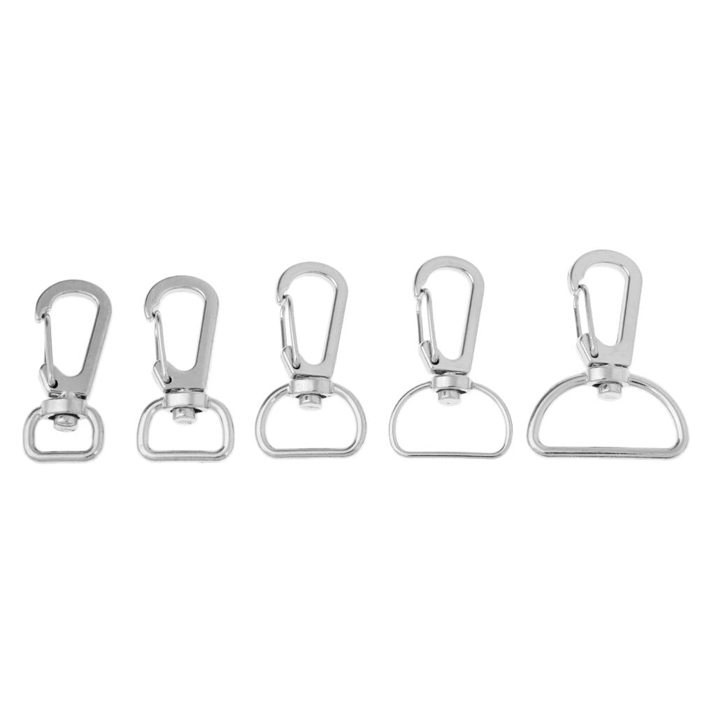 10pcs Durable Metal Carabiner Clip Style Spring Key Chain Hooks Keyring 10mm