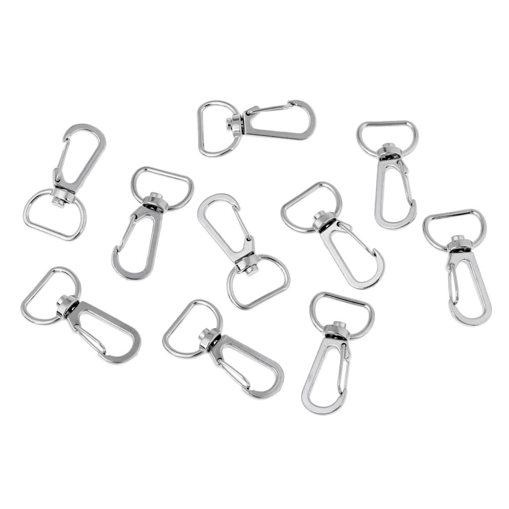 10pcs Durable Metal Carabiner Clip Style Spring Key Chain Hooks Keyring 16mm