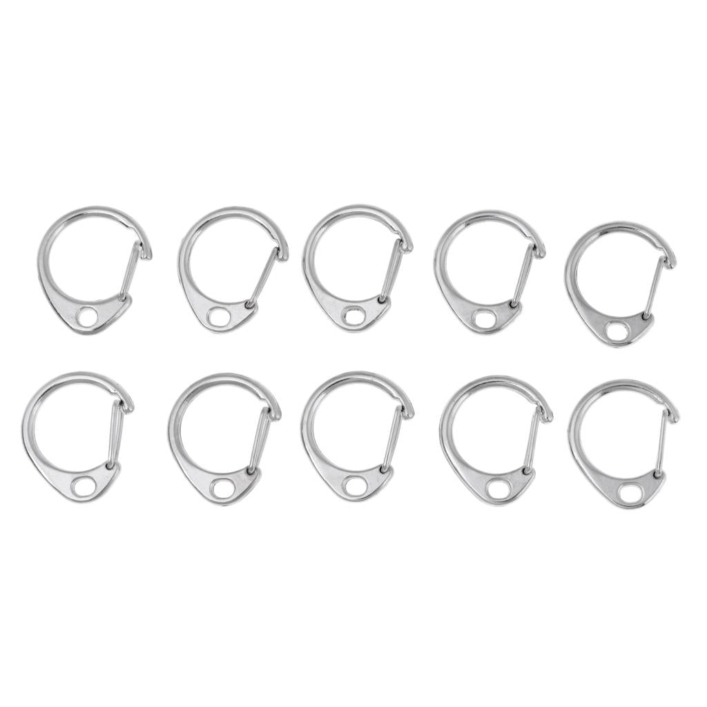 10 Pieces Keychain Carabiner D Type Snap Hook Clip Open Gate Buckle 32x25mm