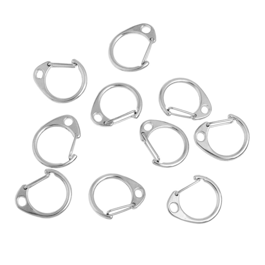 10 Pieces Keychain Carabiner D Type Snap Hook Clip Open Gate Buckle 32x25mm