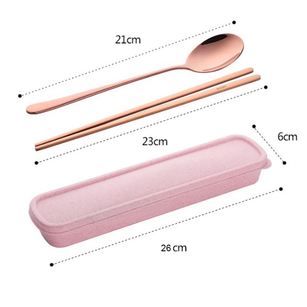 Korean Cutlery Stainless Steel Travel Spoon Chopstick Flatware Set Black