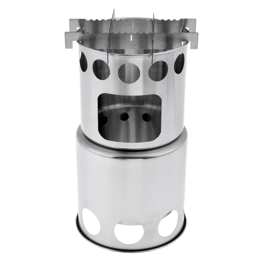 Large Camping Stove Stainless Steel Backpacking Stove Potable Wood Burning