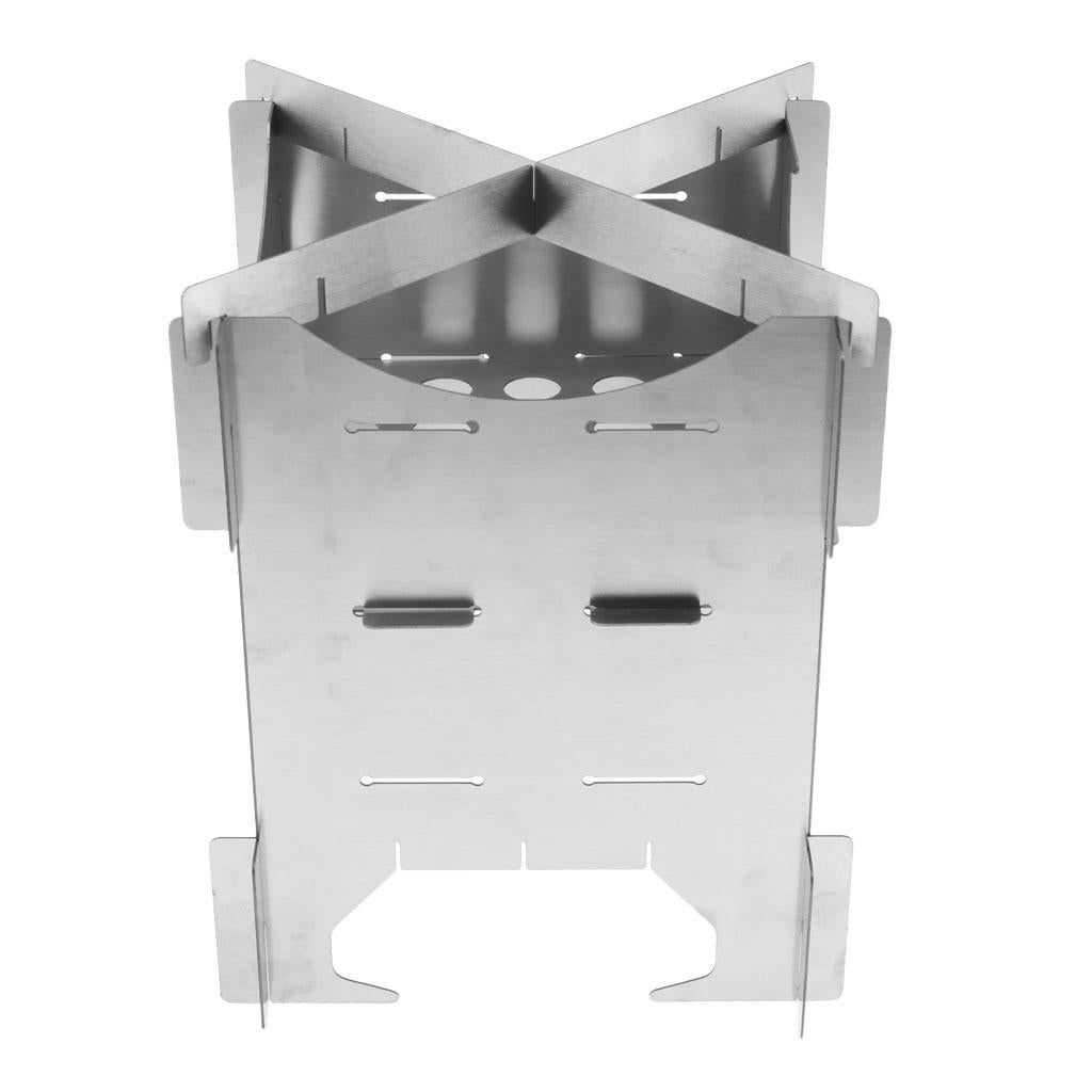 Portable Folding Stainless Steel Camping Hiking Wood Stove Charcoal Burner S