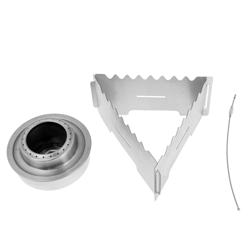 Triangular Foldable Stainless Steel Camping Hiking Cooking Alcohol Stove