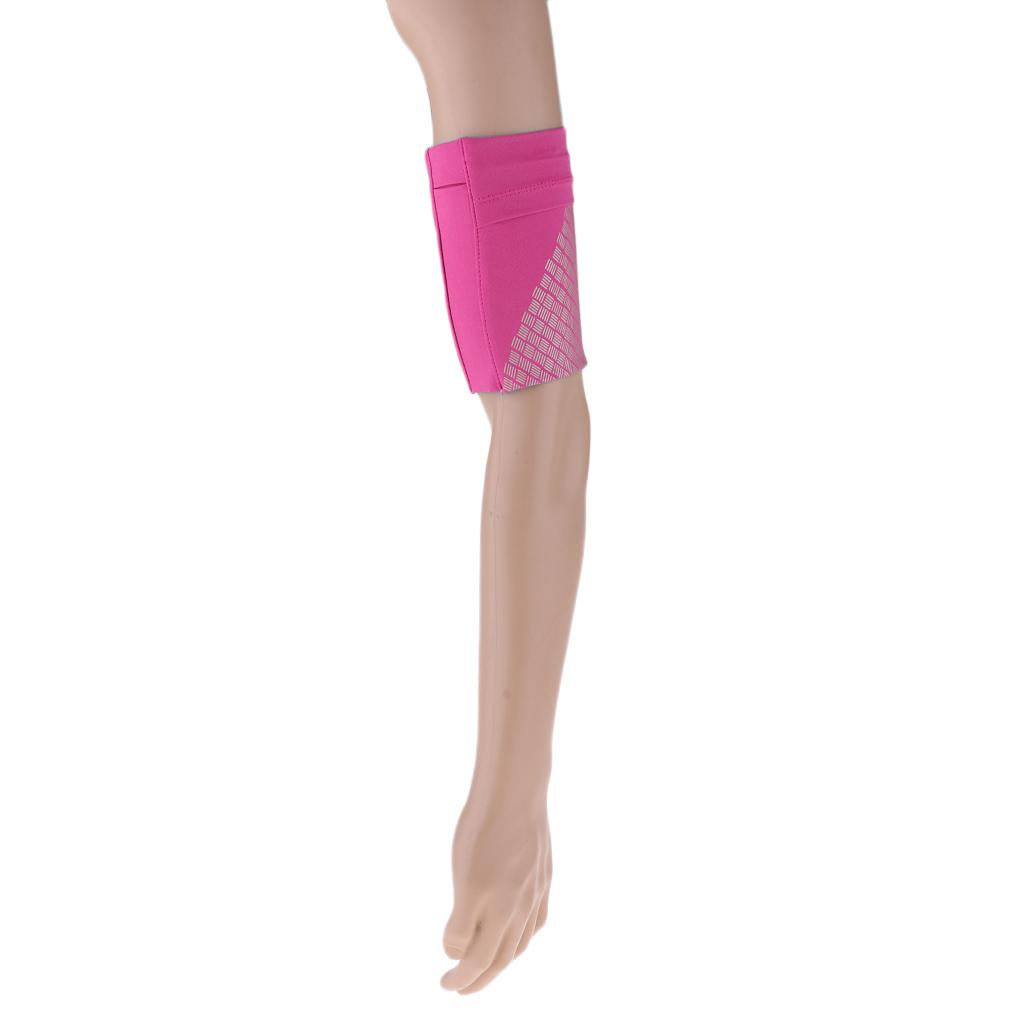 Reflective Running Sports Armband Phone Holder Arm Wrist Belt Bag Rose Red S