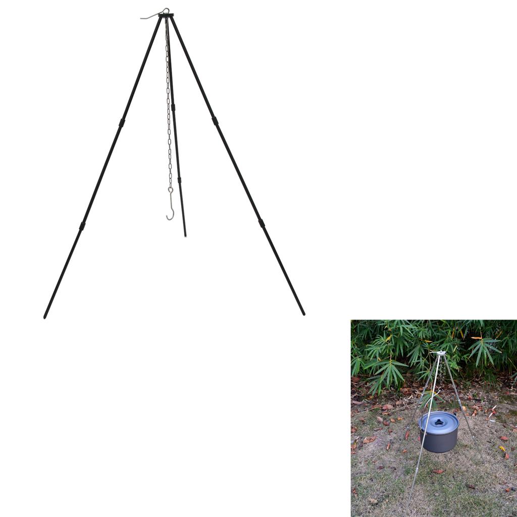 Portable Camping Cooking Tripod Grill Lantern Hanger Pot Oven Holder Stand