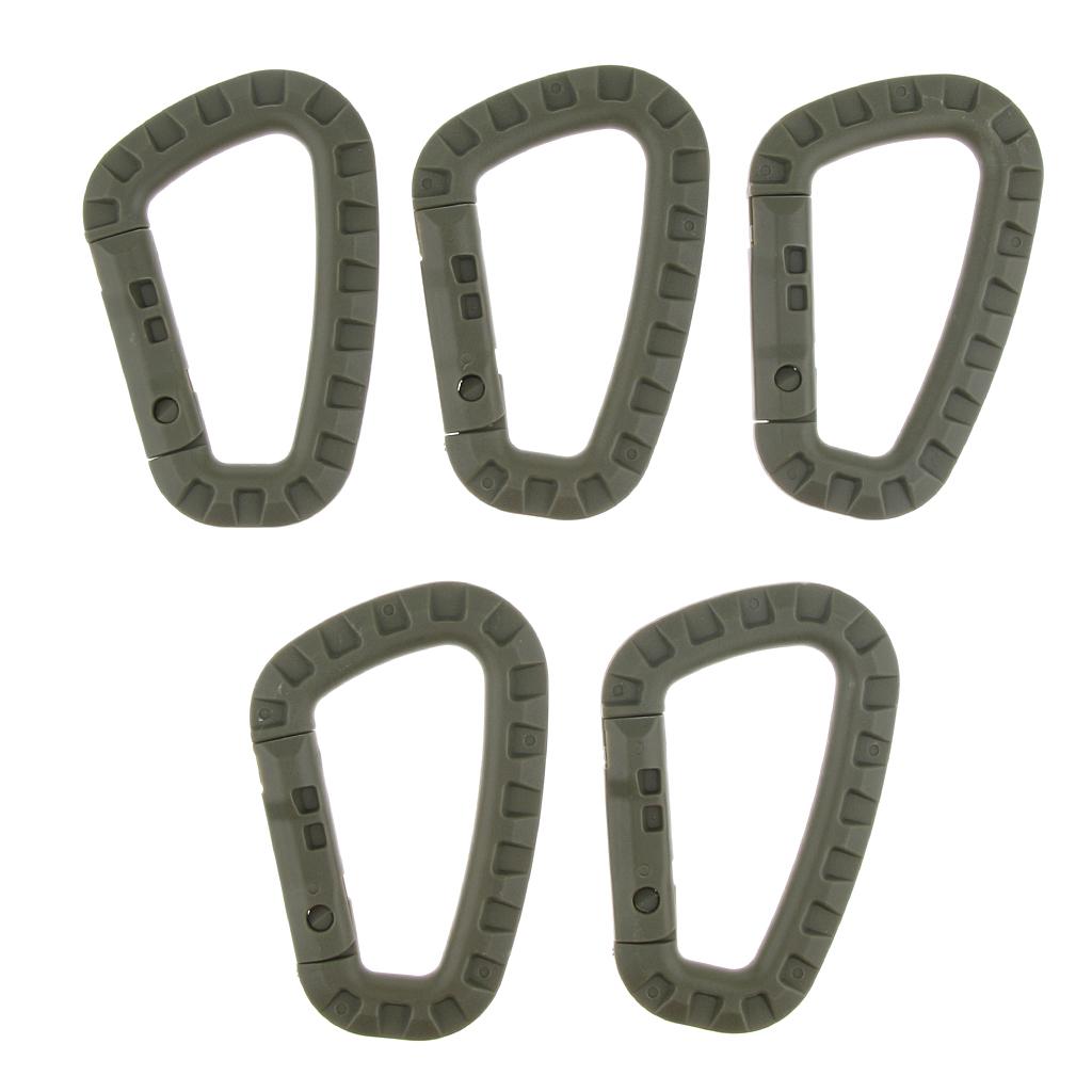 3x5Pcs Outdoor Carabiners Backpack Hook Snap Keychain D-Ring Buckle Army Green