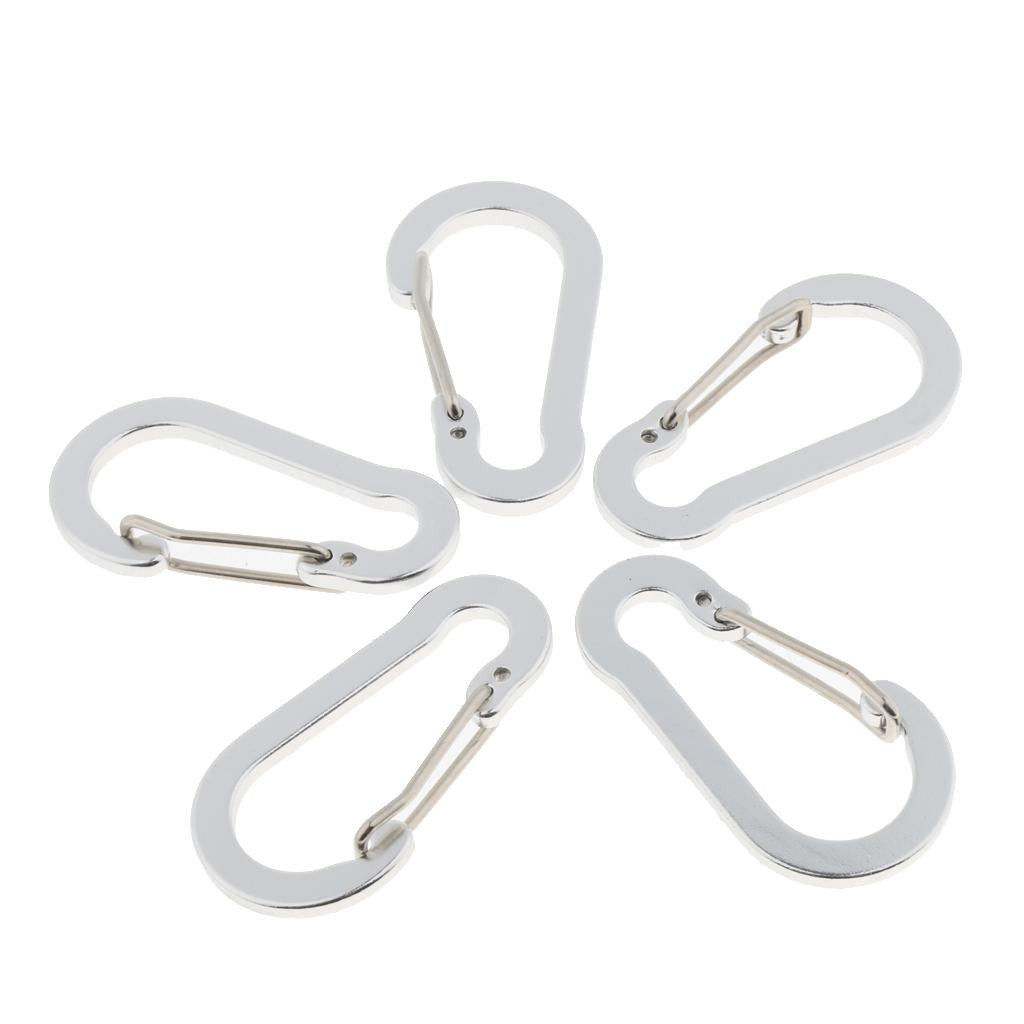 5pcs Key Chain Buckle Spring Snap Hook Outdoor Clip Water Bottle Hook Silver