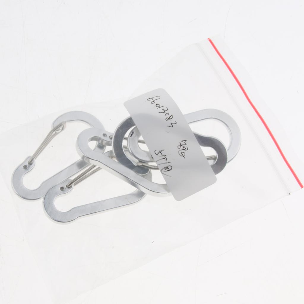 5pcs Key Chain Buckle Spring Snap Hook Outdoor Clip Water Bottle Hook Silver