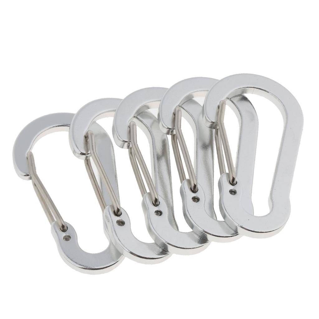 5pcs Key Chain Buckle Spring Snap Hook Outdoor Clip Water Bottle Hook Silver