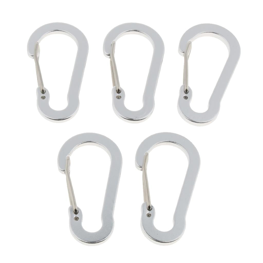 5pcs Key Chain Buckle Spring Snap Hook Outdoor Clip Water Bottle Hook Silver
