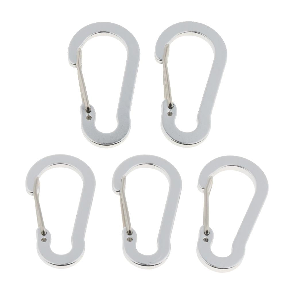 5pcs Key Chain Buckle Spring Snap Hook Outdoor Clip Water Bottle Hook Silver