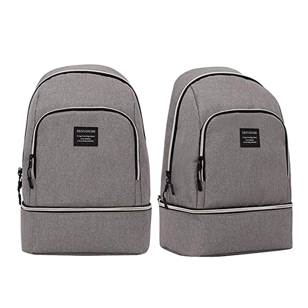 Outdoor Insulated Backpack Cooler Camping Travel Lunch Bag Storage Pouch Grey