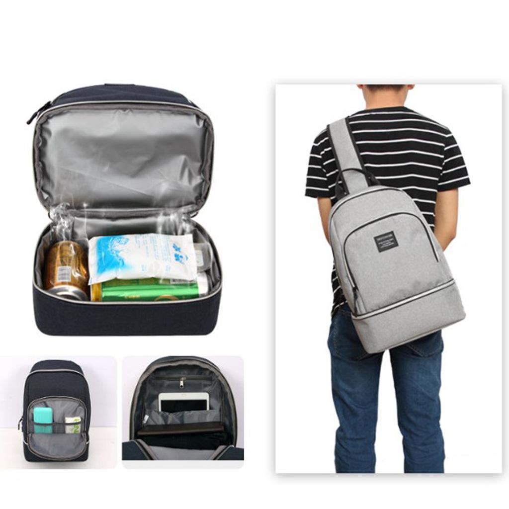 Outdoor Insulated Backpack Cooler Camping Travel Lunch Bag Storage Pouch Grey