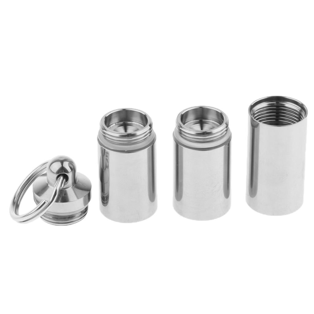 Waterproof Titanium Pocket Pill Box Capsule Tablet Organizer Tri Layer