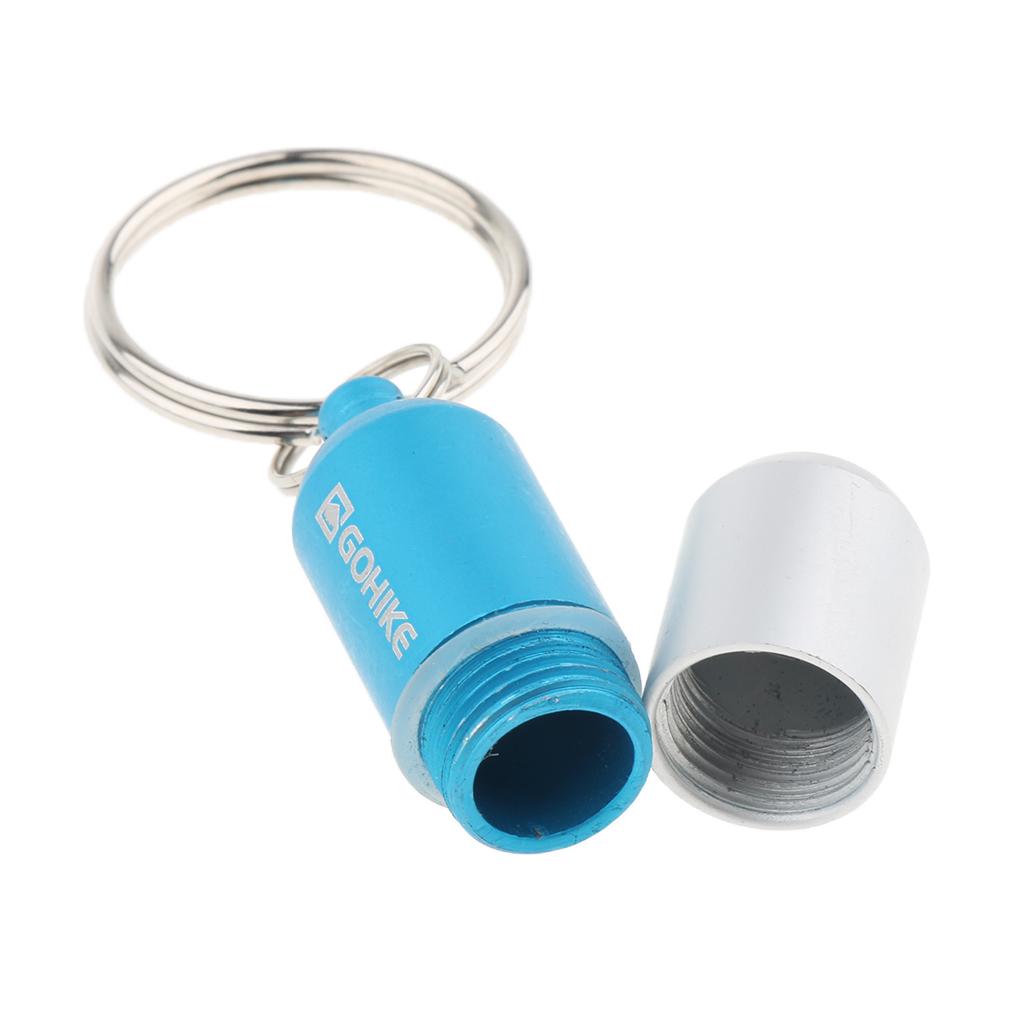 Waterproof Aluminum Pill Storage Box Keychain Capsule Tablet Bottle Blue S
