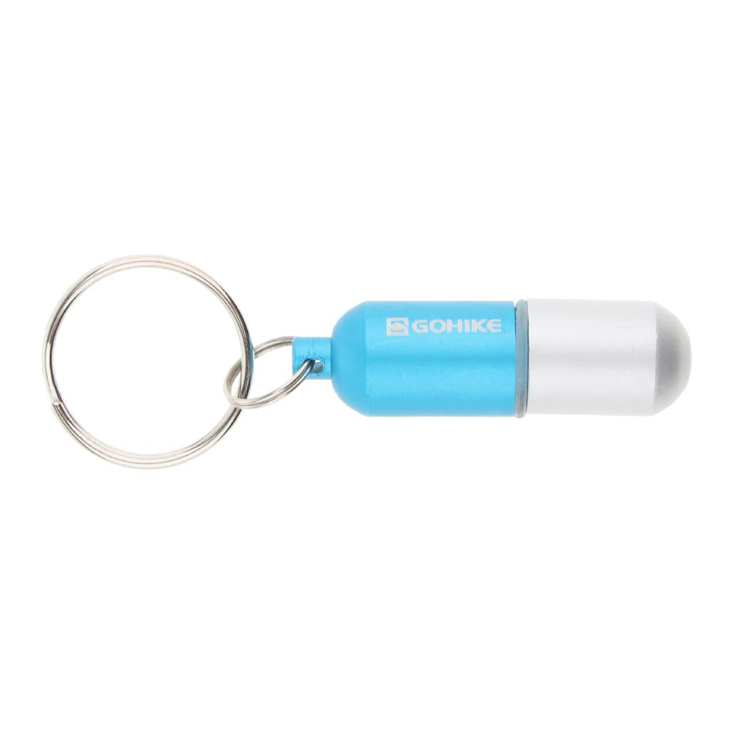 Waterproof Aluminum Pill Storage Box Keychain Capsule Tablet Bottle Blue S