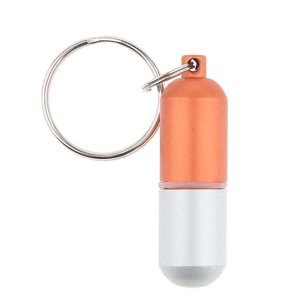 Waterproof Aluminum Pill Storage Box Keychain Capsule Tablet Bottle Orange S