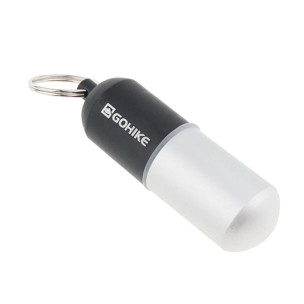 Waterproof Aluminum Pill Storage Box Keychain Capsule Tablet Bottle Black L
