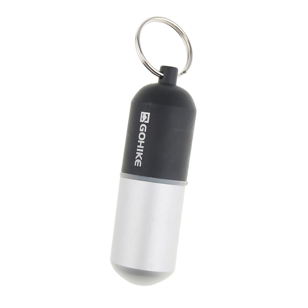 Waterproof Aluminum Pill Storage Box Keychain Capsule Tablet Bottle Black L