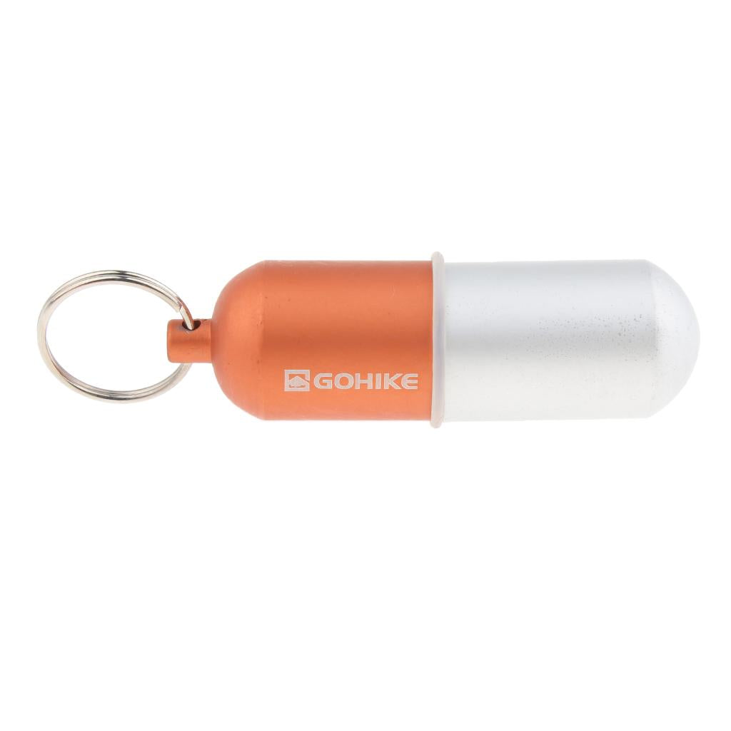 Waterproof Aluminum Pill Storage Box Keychain Capsule Tablet Bottle Orange L