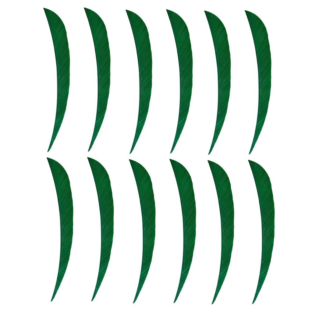 12 Pieces Archery Hunting Arrow Feather Fletching Right Wing Fletches 4 inch Dark Green