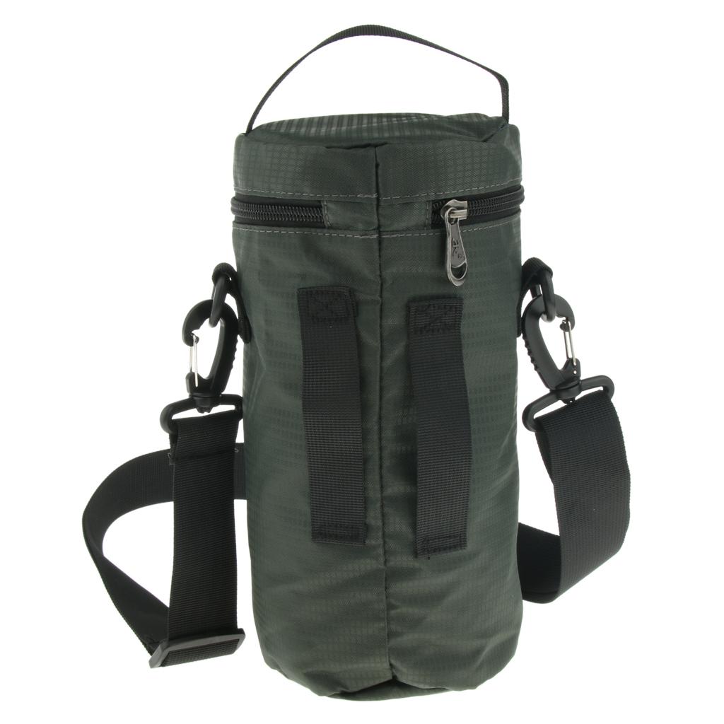Water Bottle Holder Carrier with 3 Pockets and Adjustable Shoulder Strap Gray