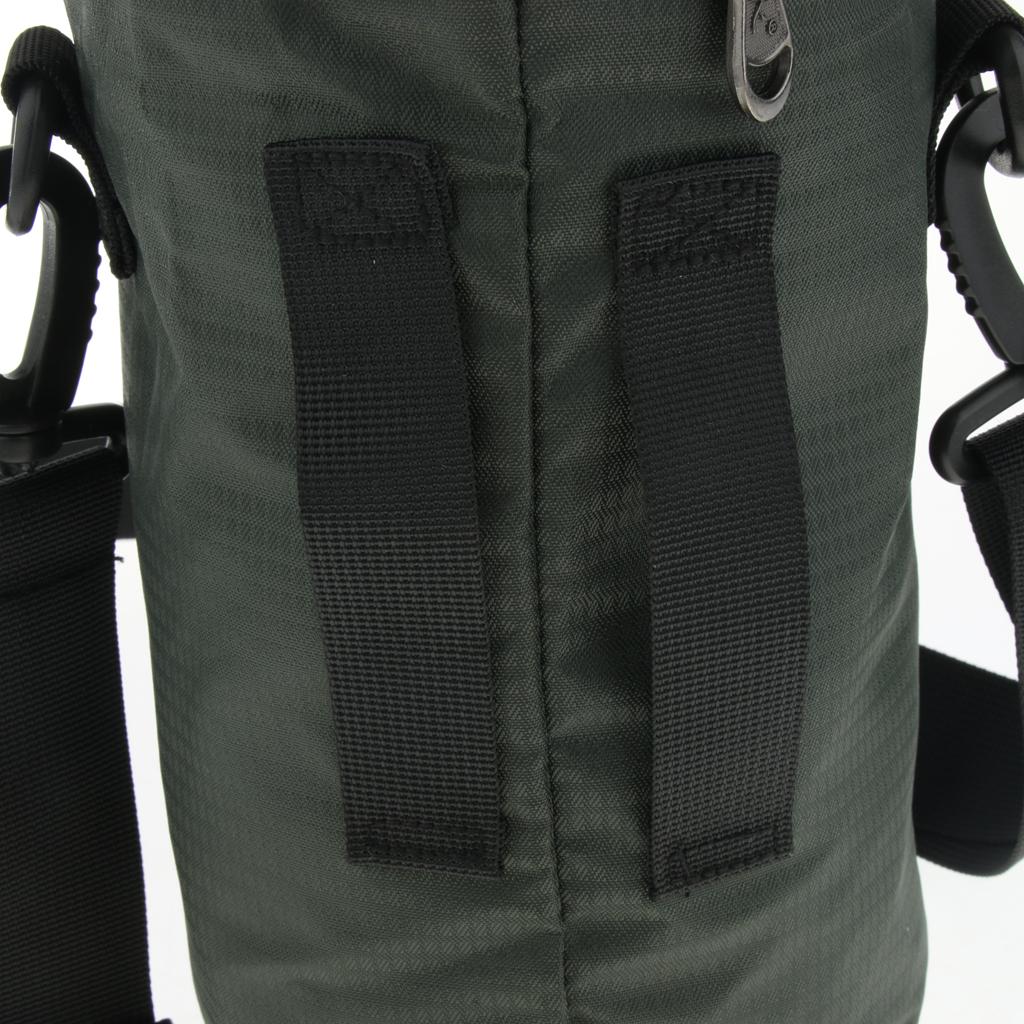 Water Bottle Holder Carrier with 3 Pockets and Adjustable Shoulder Strap Gray