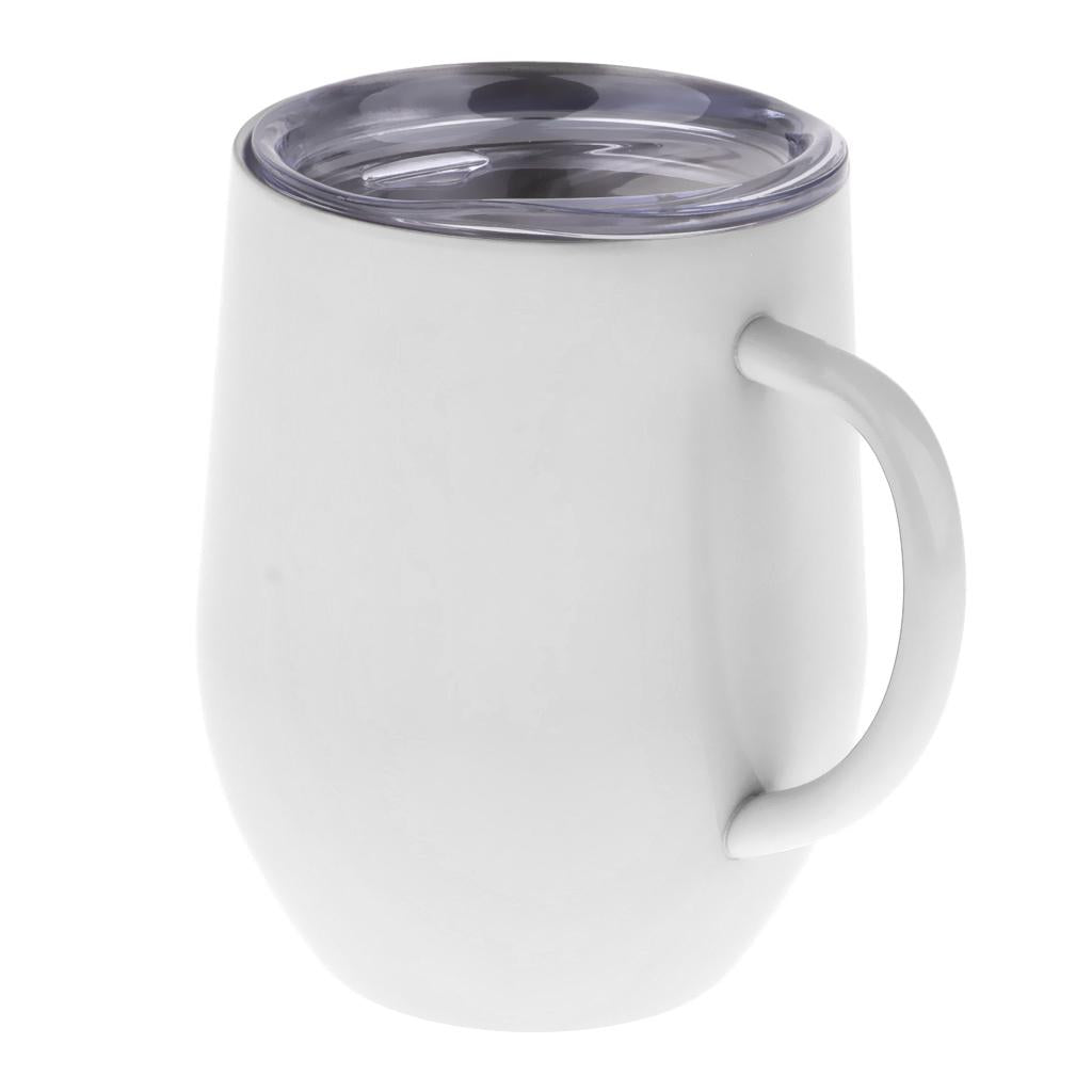 Insulated mug Stainless Steel Tumbler 12 oz Wine Cup with Handle White