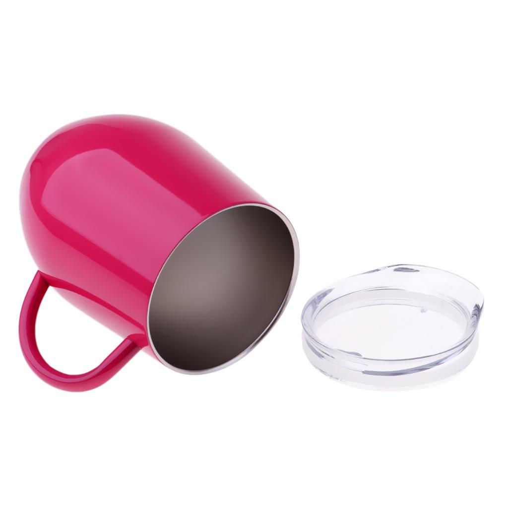 Insulated mug Stainless Steel Tumbler 12 oz Wine Cup with Handle Red