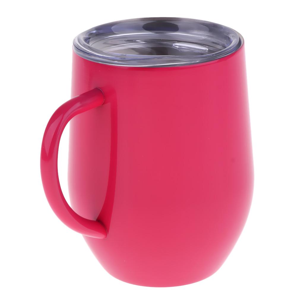 Insulated mug Stainless Steel Tumbler 12 oz Wine Cup with Handle Red