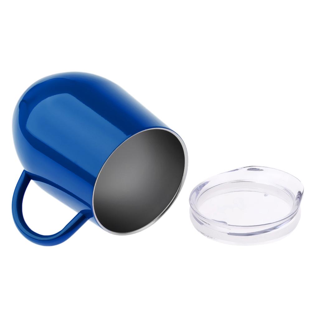 Insulated mug Stainless Steel Tumbler 12 oz Wine Cup with Handle Blue