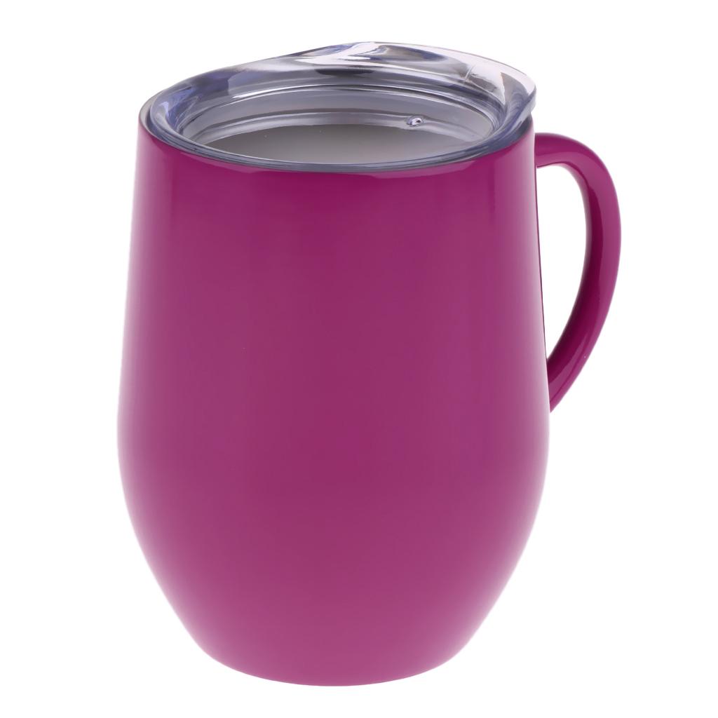 Insulated mug Stainless Steel Tumbler 12 oz Wine Cup with Handle Purple