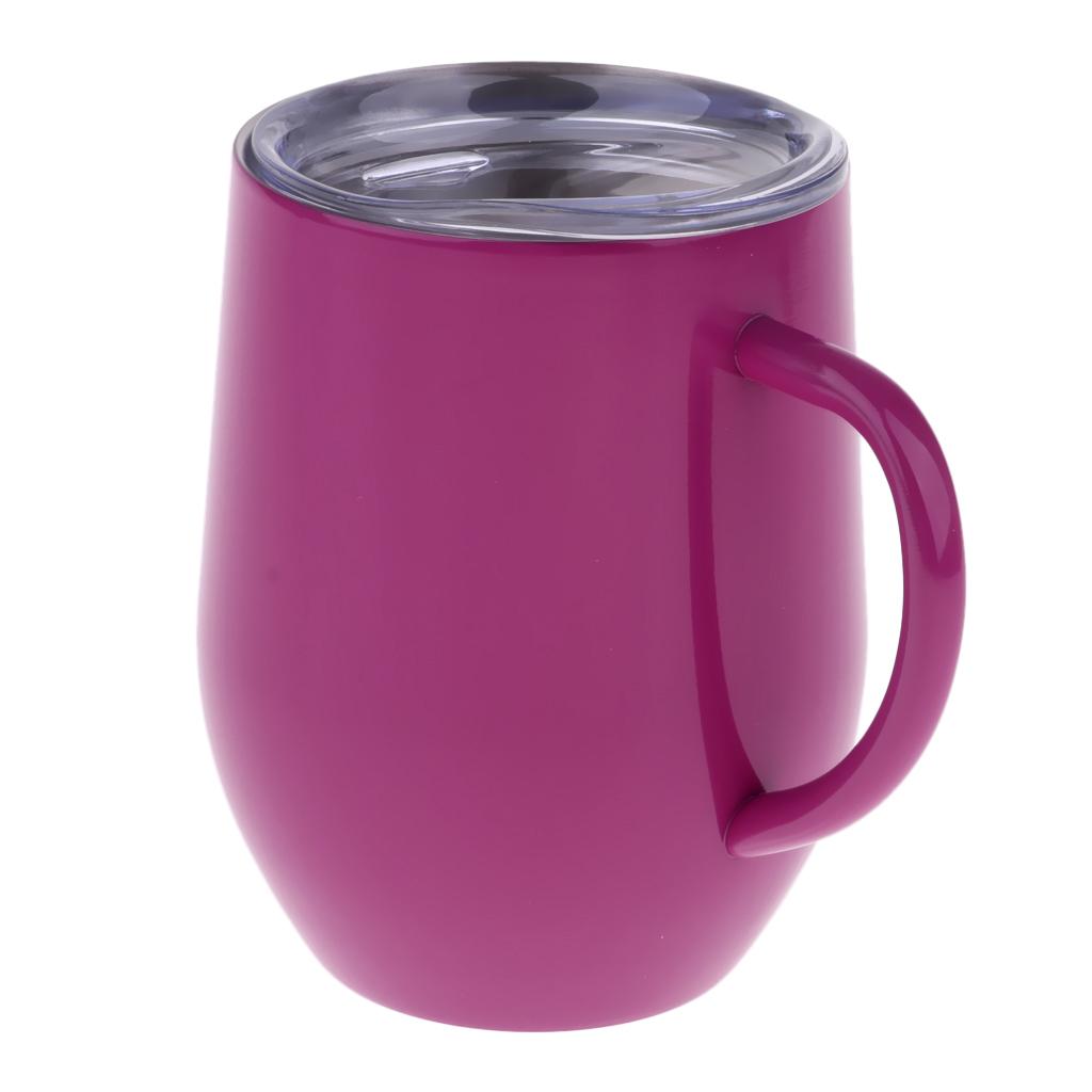 Insulated mug Stainless Steel Tumbler 12 oz Wine Cup with Handle Purple
